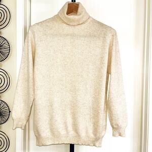 Colour Eighteen Womens Wool Angora Blend Turtleneck Sweater - Beige, Size M